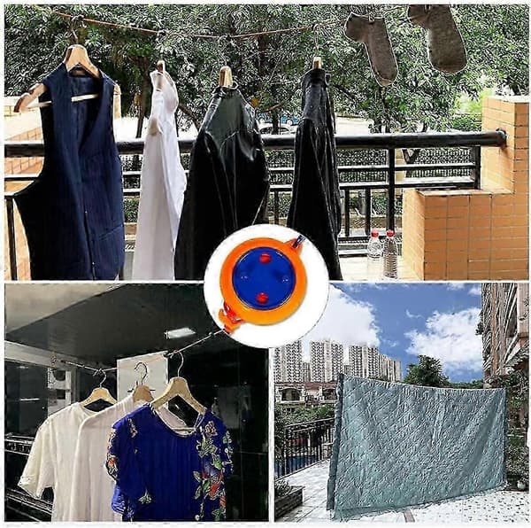 Retractable Clothesline 8M, 2 Pcs Clothesline with Hanging Buckle, Portable for Travel