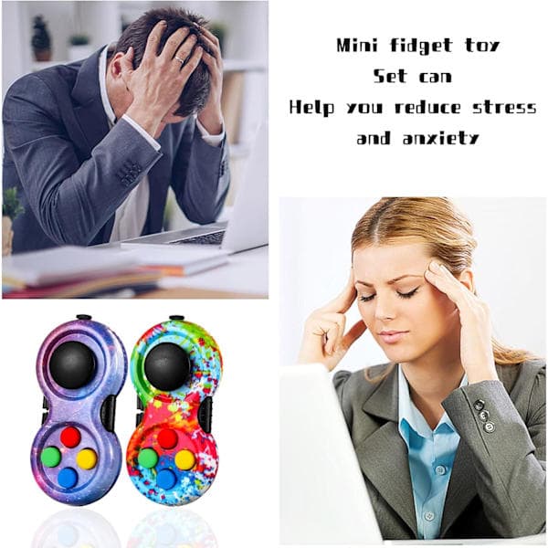 2 stk. Fidget Controller Pad, Bærbar Stressreducerende Spillekonsol Hånd Fidget Pad til at Frigøre Stress og Angst