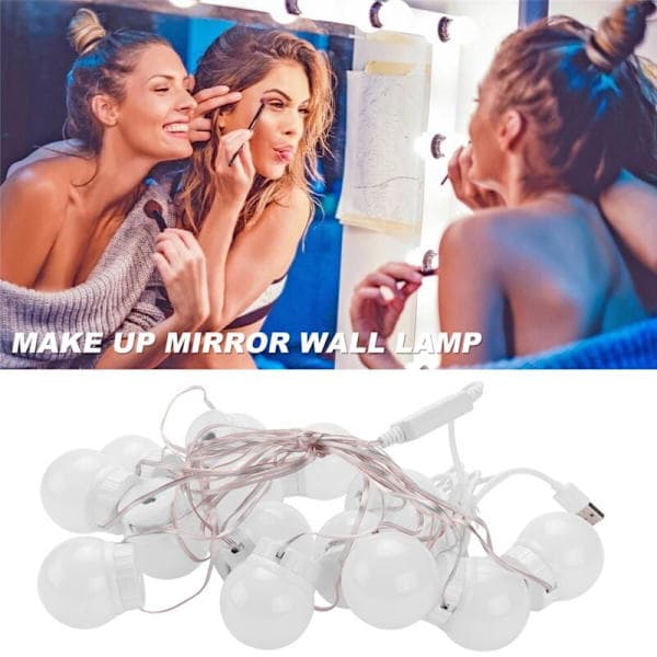 Flat Colors Makeup Light LED Touch Dimmable Vanity Lamp USB 12V Makeup Wall Lamp 14 Bulbs