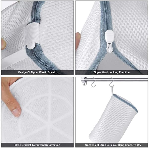 Vaskepose til sko, skoposer i polyester mesh, sæt med 2 (XL+ L)