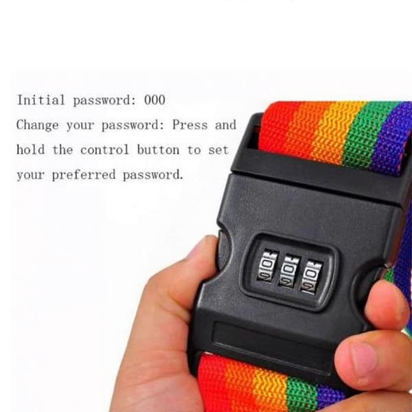 2-pack - Heavy Duty Non-Slip Luggage Straps for Suitcases, Adjustable Rainbow Straps (Rainbow Straps with Lock) [DB]