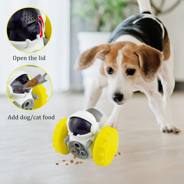 Godbiddispenser til hunde, automatisk holdbart pædagogisk legetøj (gul) Gul Gul