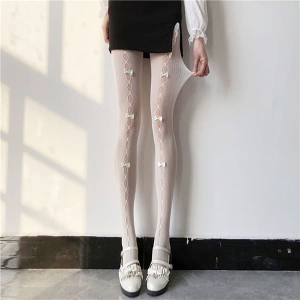 Rosett blonde strømper Mesh HVID