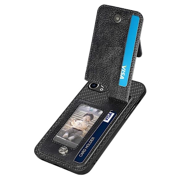 Kulfiber Vertikal Flip Etui med Lynlås til iPhone 11 Pro