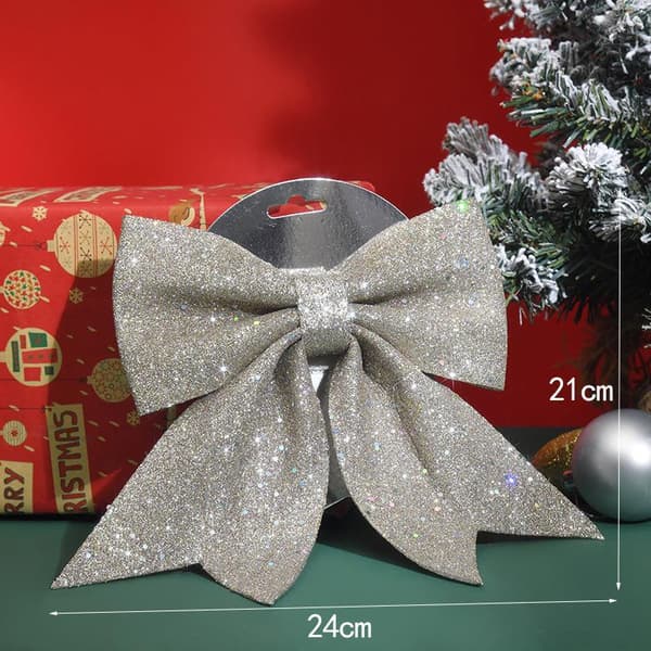 /#/5 STK sølv glitter sløyfer for å dekorere juletreet/#/