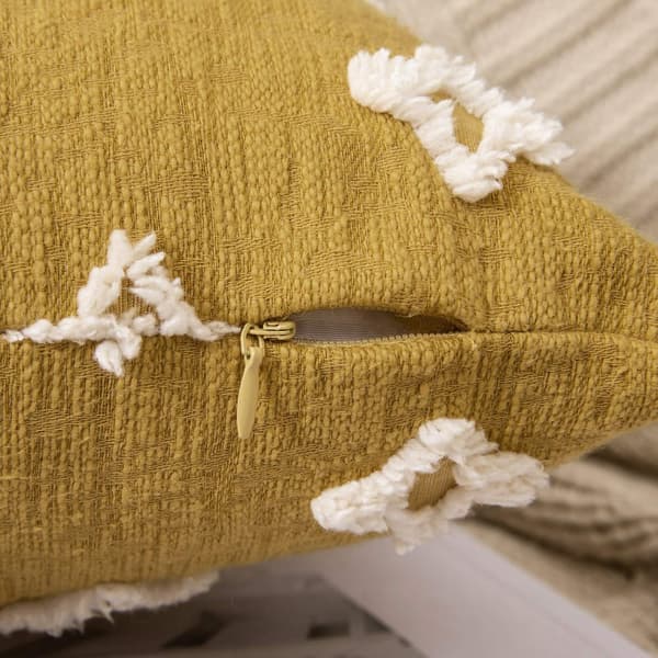 Sæt med 2 dekorative pudebetræk diamant jacquard pudebetræk efterår sofa bløde firkantede pudebetræk 45x45 cm gul_tfrf