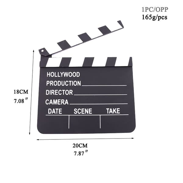 3 stk Hollywood filmklapper, Svart
