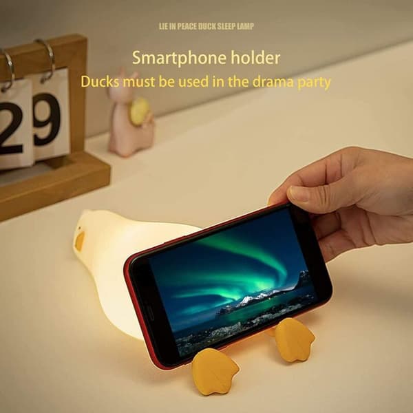Lovely Lying Flat Duck Night Light LED Squishy Duck Lamp Cute Luminous Duck Silicone Dimmable Night Light Atmosphere Lamp
