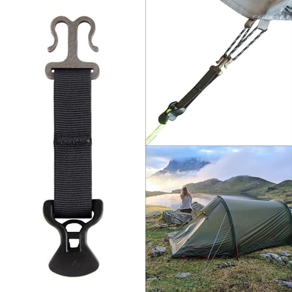 Rebholder til telt med spændebånd, nylonrem, klatrekrog til vandring og camping