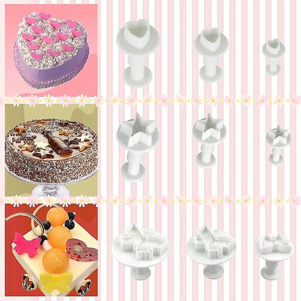 Cake Tools Flower Fondant Cake Decorating Set Cookie Mold Icing Plunger Fondant Feather Embossing Mold Cutter Tool