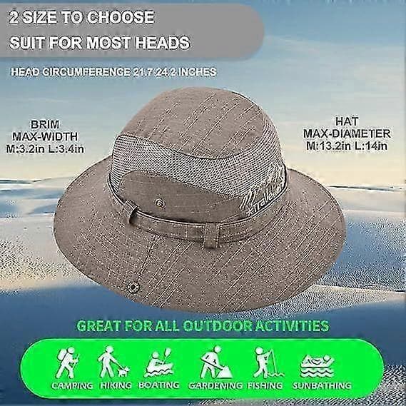 Bomulds solhat med UV-beskyttelse, sommerhatte, strandhat, safarihat, åndbar foldbar fiskehat