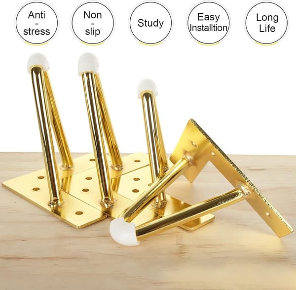 4 st möbelben - 10 cm (titaniumguld) - bordsdel - kraftig metallmöbel - med gummigolvskydd och skruvar