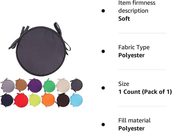 Runde innendørs/utendørs stolputer - Fargerike komfortable hage- og terrasseputer (30 cm diameter)