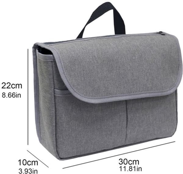 Wheelchair Storage Bag Durable Waterproof Polyester with 3 Compartments for Wheelchair Users Grey 30 x 10 x 22 cm
