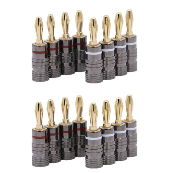 Bananplugg gullbelagt 4 mm 16-pakning