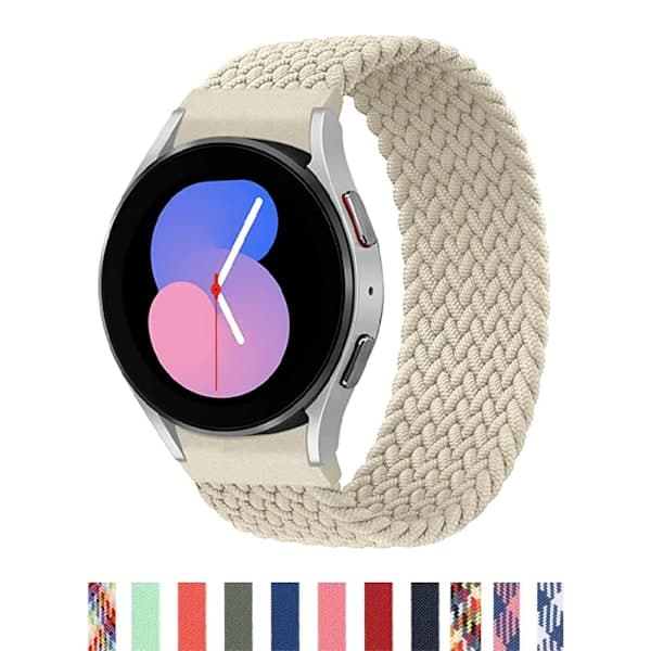 Gapless rem til Samsung Galaxy Watch 4/5/6 44mm 40mm 4 Classic 46mm Flettet Single Loop Sort