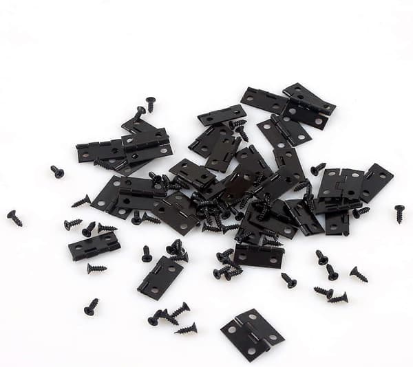 18 x 15 mm Mini Black Hinge 50 pcs Invisible Flat Hinge Small Stainless Steel Hinge Durable Strong Hinge with 200 Screws