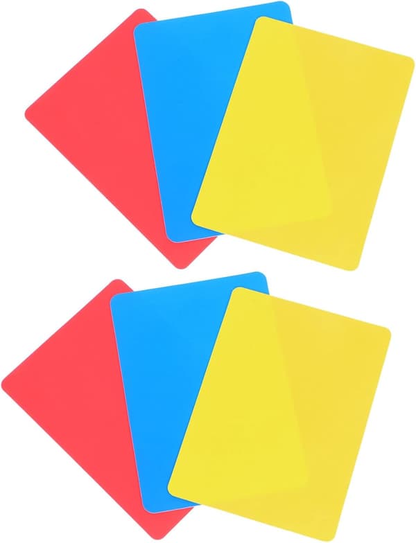 Professionelle dommerkort 6 stk. af PVC til fodbold -