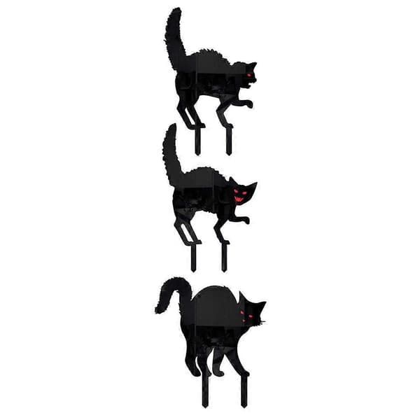 2025 3 pcs Halloween Yard Scary Cat Stakes Halloween Yard Acrylic Stakes Cat Stake Decorations