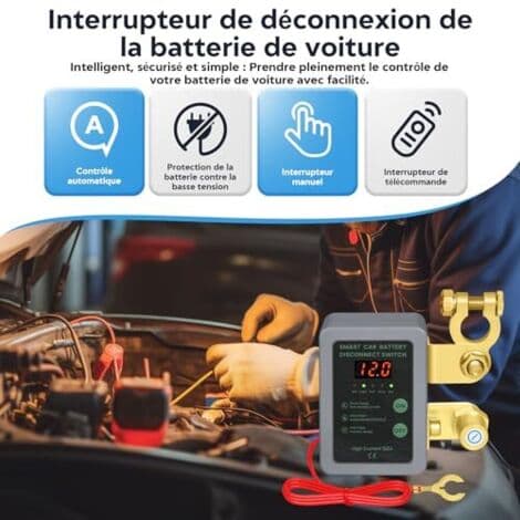 Wireless Remote Control Battery Disconnect Switch, 12V Battery Isolator, 240A Automatic Shut-off Switch with LED Display for 12V Car,