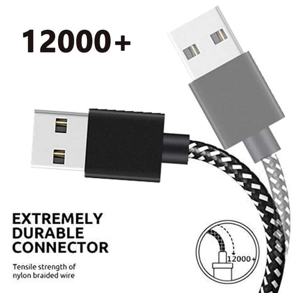 Pakke med iPhone-opladerkabel 3ft/6ft/10ft flettet nylon hurtig USB KLB