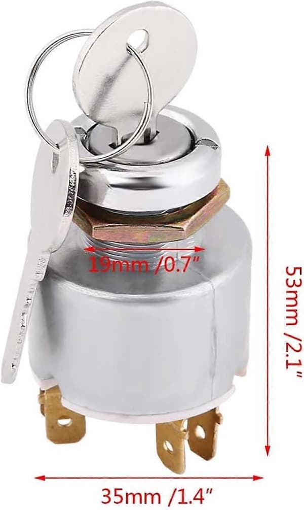 Ignition Switch Universal 12V Engine Start Switch 3 Positions ON OFF Ignition Control Switch with Key Suitable for Motorcycles, Tractors, Cars and Boats