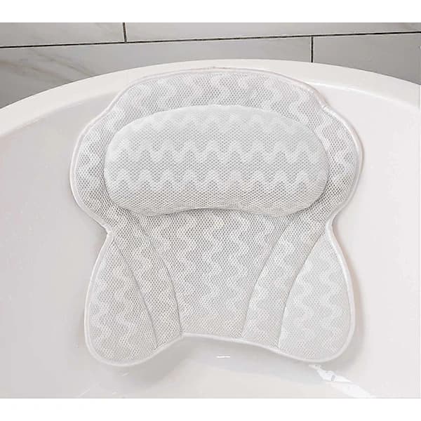 Luxury Bath Pillow, Ergonomic Bathtub Pillow with 4D Air Mesh Technology and 6 Suction Cups, Helps Support Head and Back