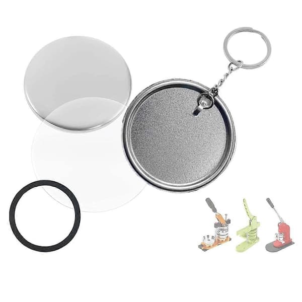Keychain Accessories for Button Machine, 58mm/2.25 Inch Button Making Kit for Button Machine, Metal Button Badge Set