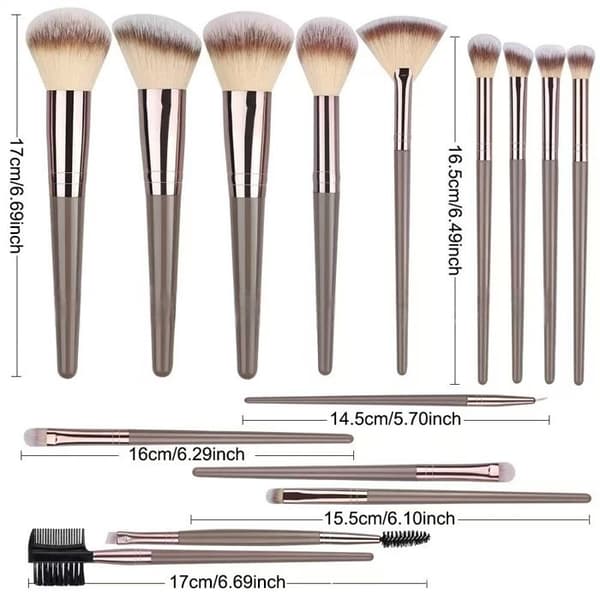 Sæt med 15 makeupbørster, til foundation, blending, pudder, rouge, concealer og mere
