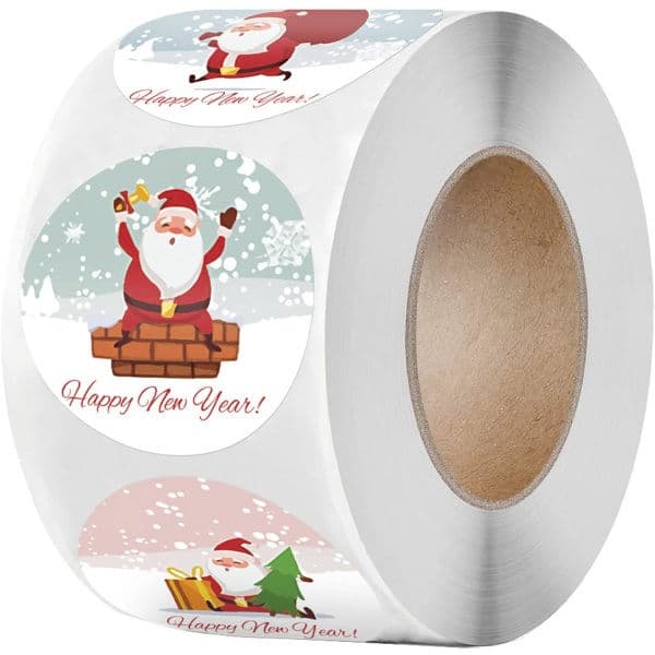 1 rulle (c) Juldekaler 500-pack - 1,5  \" rulle - Jul