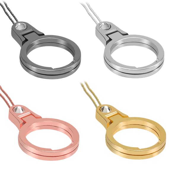 Universell 2-i-1 mobilholder og snor fingerringrem metallstativ
