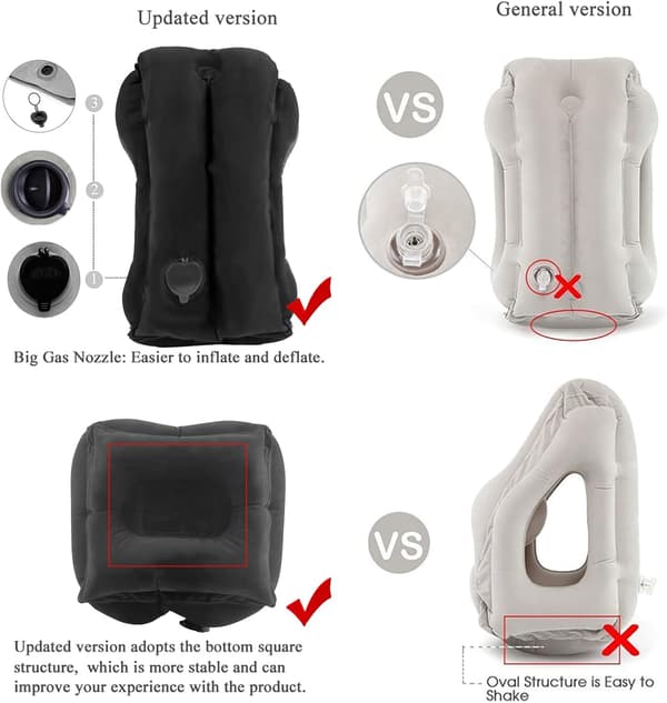 Travel-packed Inflatable Neck Pillow, Head and Neck Support with