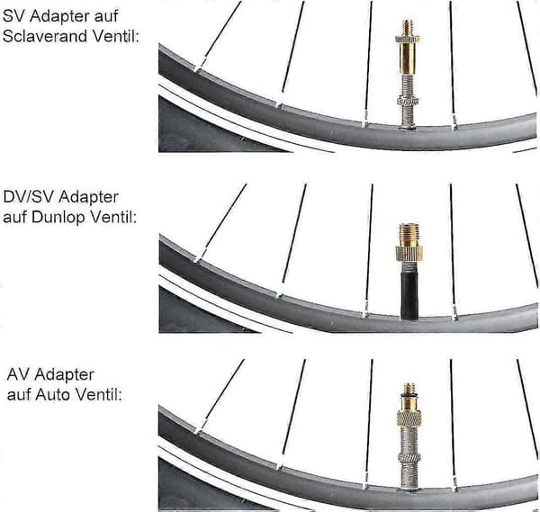 Pumptillbehör Cykelventiladapter, Prime 15 Cykelventilset, Alla Sv Av Dv Dunlop Ventiladaptrar Fr