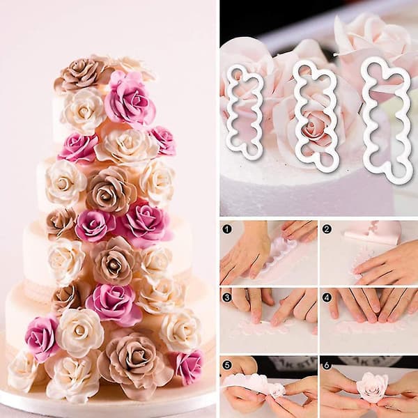 Cake Tools Flower Fondant Cake Decorating Set Cookie Mold Icing Plunger Fondant Feather Embossing Mold Cutter Tool
