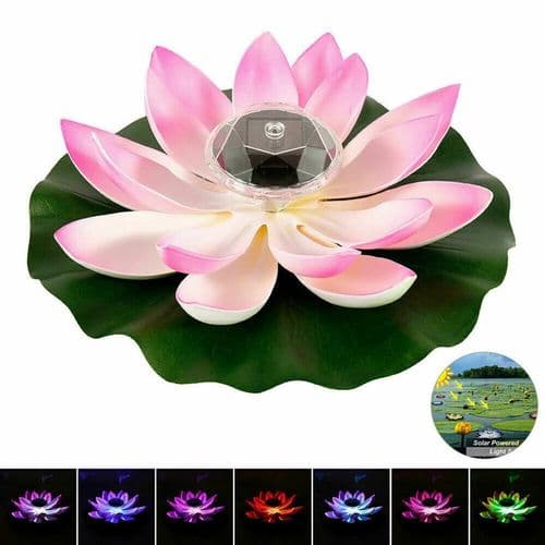 Solcelle LED Lotusblomst Flytende Dam Basseng Nattlys