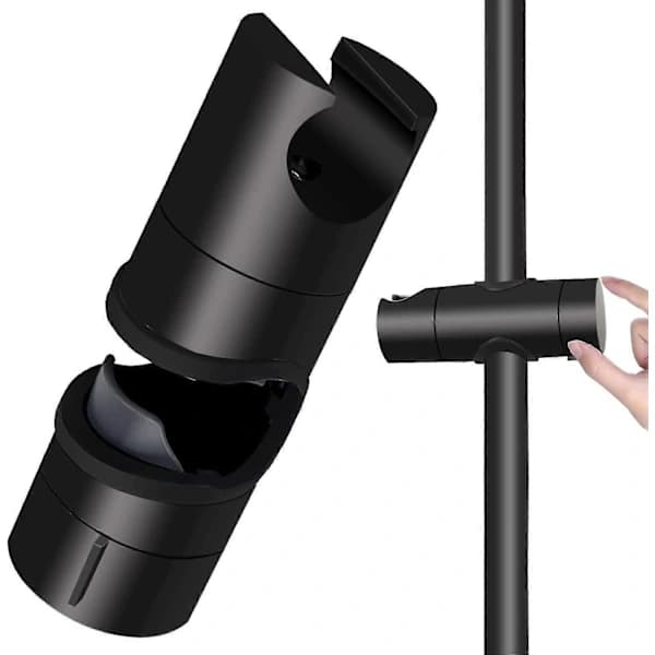 Sort brusehovedholder til brusestang 18-25 mm Solid ABS fortykket og opgraderet version brusehovedholder, mat sort