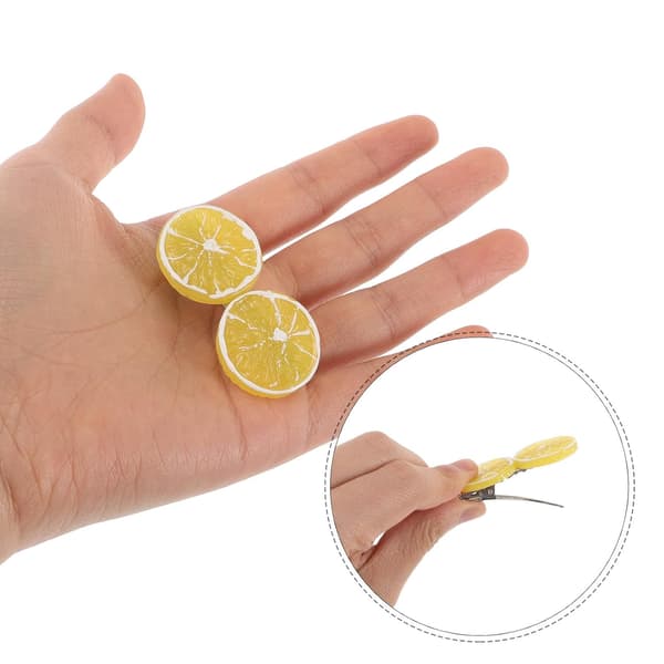 5-pack hårklämmor med citroner i skivform av plast -