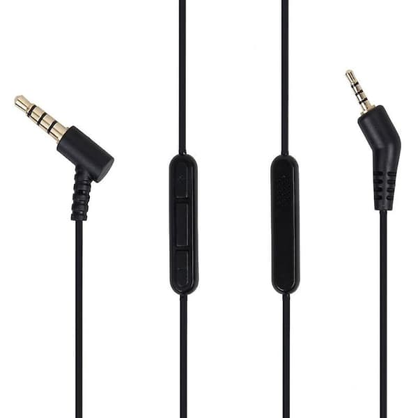 Med mikrofon til Bose QuietComfort QC 3 hovedtelefoner, erstatningslydkabel, sort