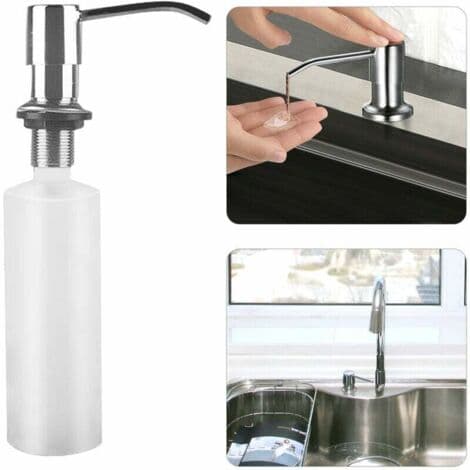 Bærbar flydende sæbedispenser med pumpe, sølv, til installation under vask, 300 ml