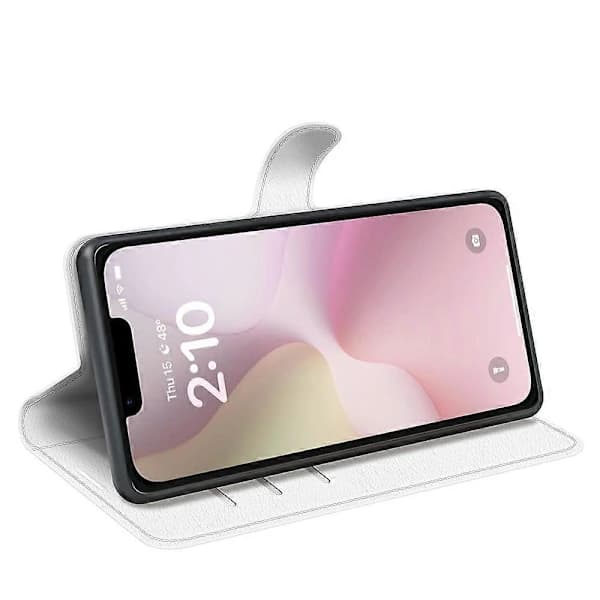 For iPhone 16e Deksel Litchi Tekstur Støtsikkert Lommebokfutteral - Hvit