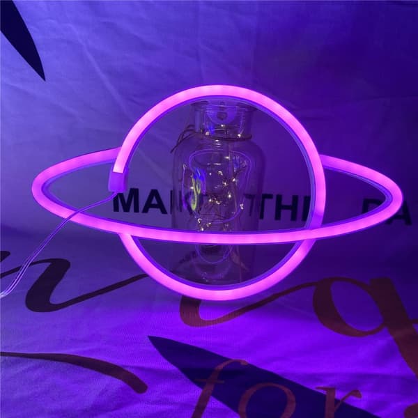 Planet Neonlys, LED Planet Nattlampe for Barnegaver