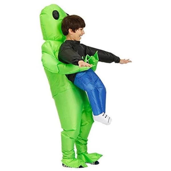 Oppblåsbart romvesenkostyme for barn, til Halloween, cosplay, utkledning grønt