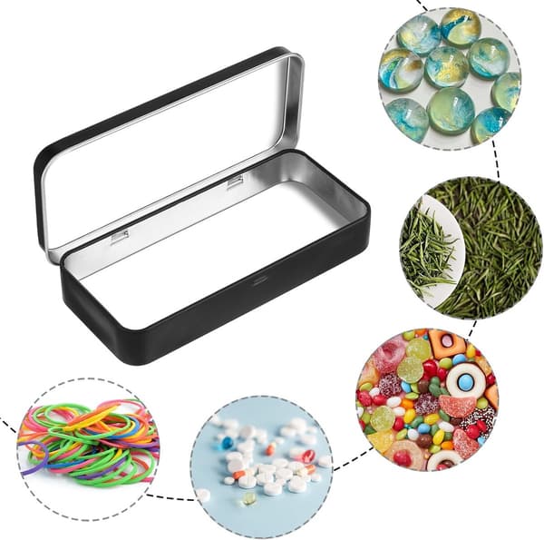 Iron Storage Box - Mini Hinged Box with Lid - for Needles, Candy, Jewelry, Crafts - 128*55*20 mm - Black
