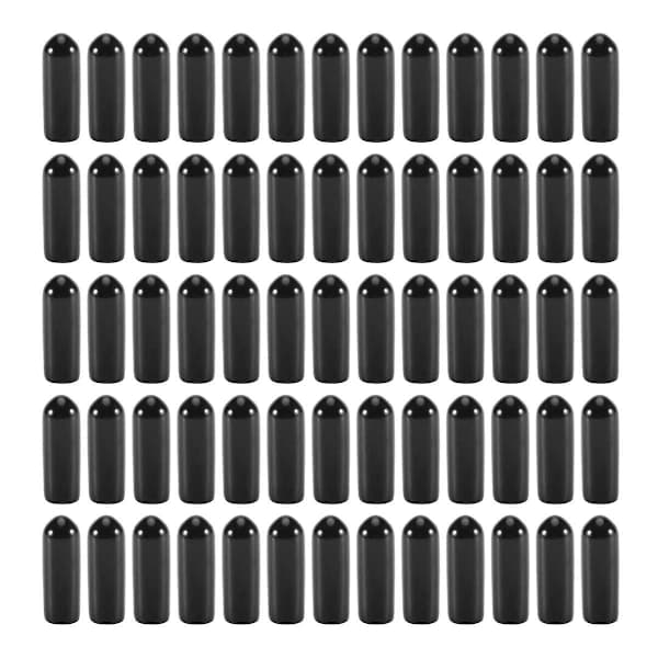100 Pcs Rubber Caps 4mm ID PVC Round Tube Bolt Cover Cap Screw Thread Protector Black