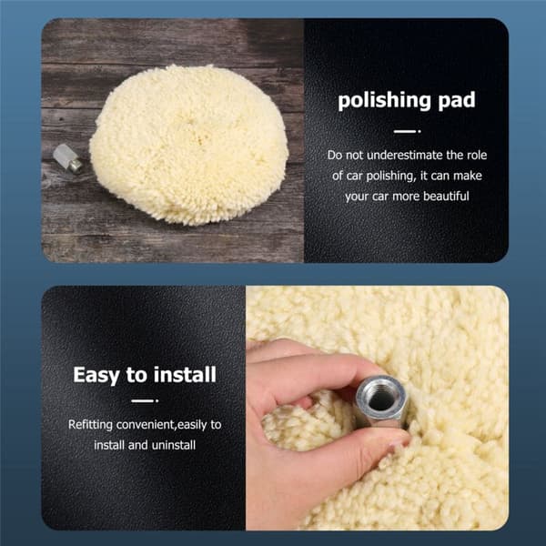 7-inch Double Sided Wool Polishing Pad with 5/8-inch Bolt (1-Pack)