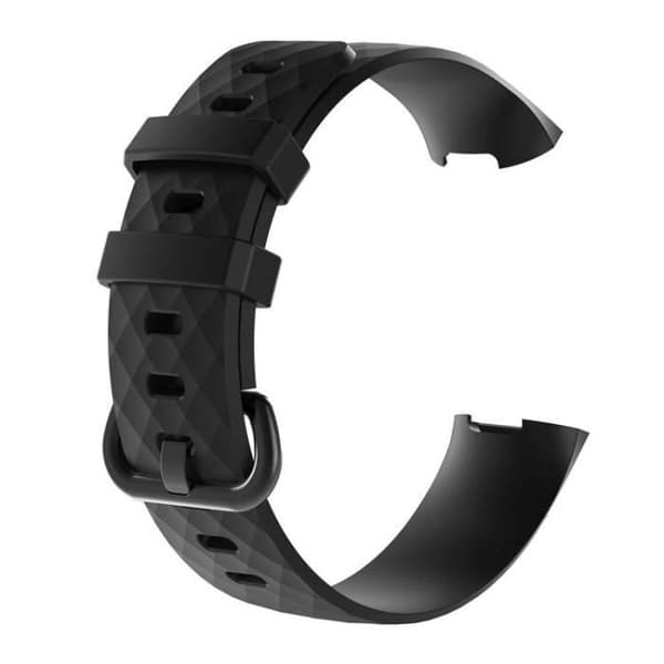 (L) Silikone erstatningsarmbånd til Fitbit Charge 3 Fitness Activity - Sort[DB]