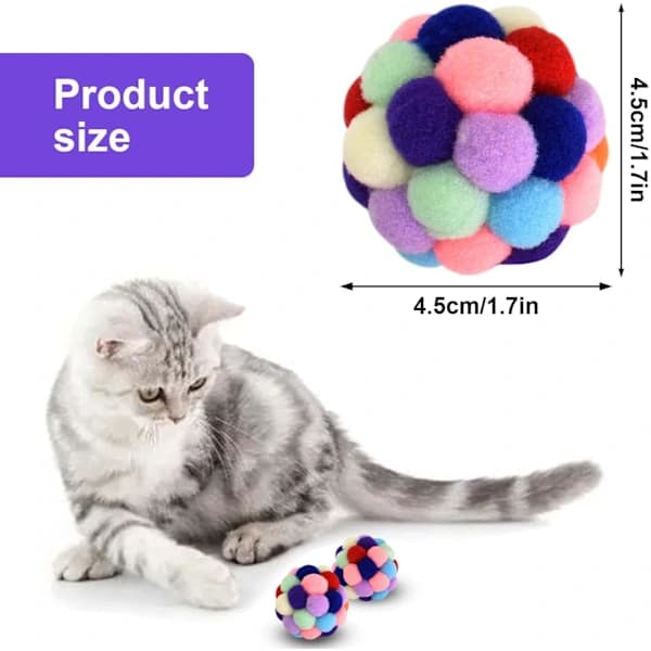 6 Balls with Bell for Cat, Bouncing Ball for Cat, Plush Ball C