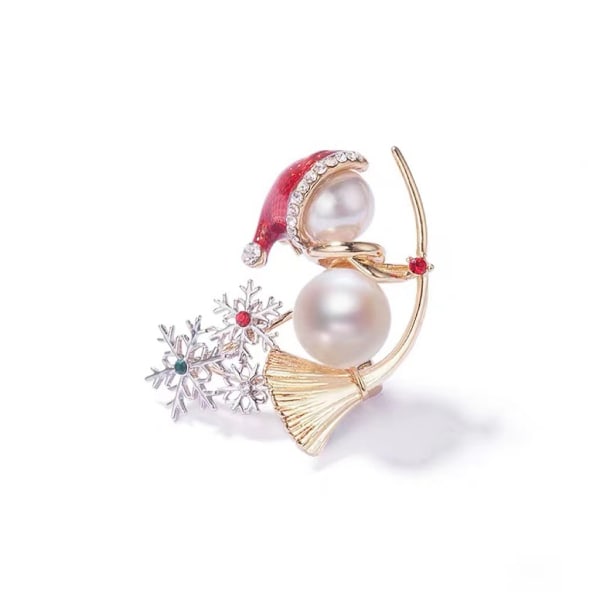 Julörhängen mode allmatch europeiska och amerikanska nya juldiamant snöflinga pärla hatt snögubbe örhängen kvinna MJ51 Snowman Brooch