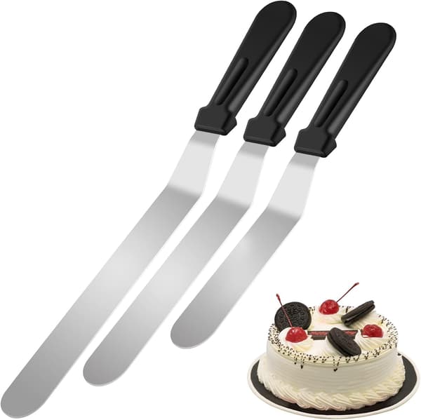 Offset Spatula Set with Angled Cake Spatula, Stainless Steel Blade Icing Tool for Cake Decoration, Ergonomic Handle Design for Smooth Icing