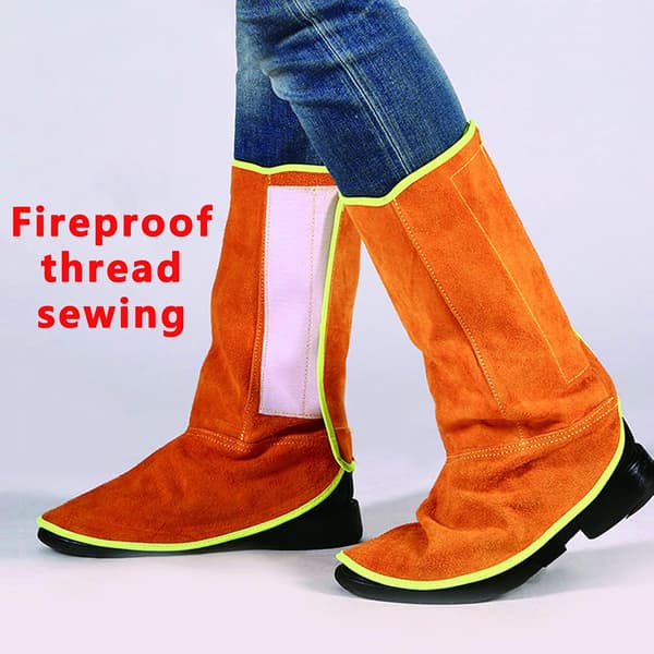 Long Cowhide Leather Shoe Protectors 1 Pair Flame Retardant Covers-FX-